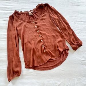 Anthropologie Boho Dolan Rust Brown Blouse size XS